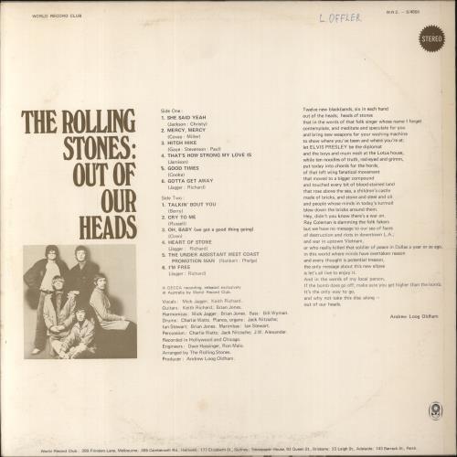 The Rolling Stones Out Of Our Heads - EX vinyl LP album (LP record) Australian ROLLPOU858486