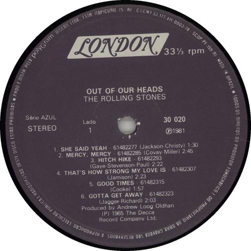The Rolling Stones Out Of Our Heads vinyl LP album (LP record) Brazilian ROLLPOU666241