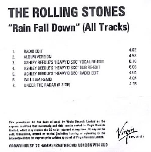 The Rolling Stones Rain Fall Down - All Tracks CD-R acetate UK ROLCRRA345023