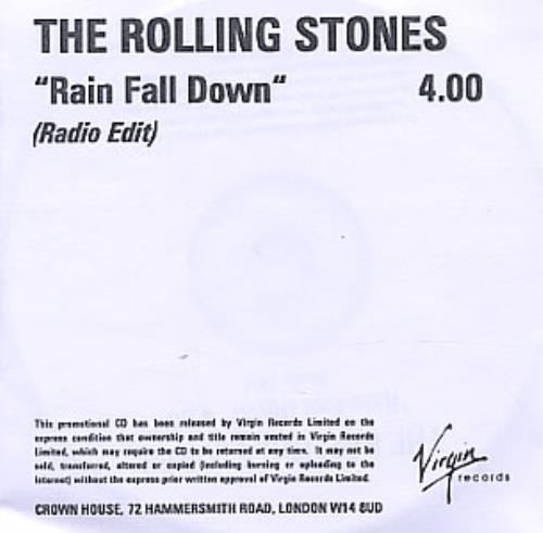 The Rolling Stones Rain Fall Down CD-R acetate UK ROLCRRA345022