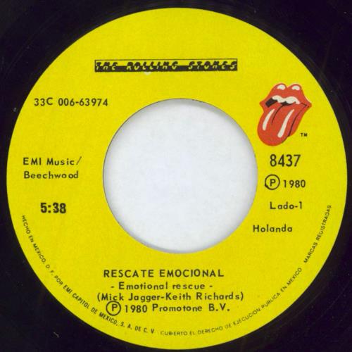 The Rolling Stones Rescate Emocional - Emotional Rescue 7" vinyl single (7 inch record / 45) Mexican ROL07RE111841