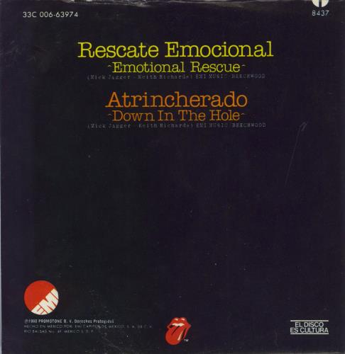 The Rolling Stones Rescate Emocional - Emotional Rescue 7" vinyl single (7 inch record / 45) Mexican ROL07RE111841
