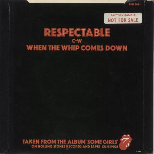 The Rolling Stones Respectable - Factory Sample 7" vinyl single (7 inch record / 45) UK ROL07RE883178