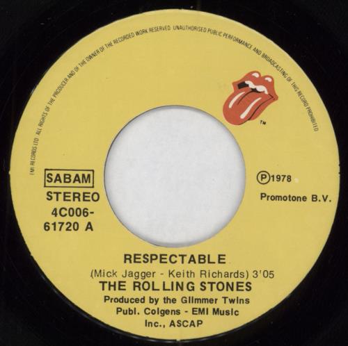 The Rolling Stones Respectable 7" vinyl single (7 inch record / 45) Belgian ROL07RE106551