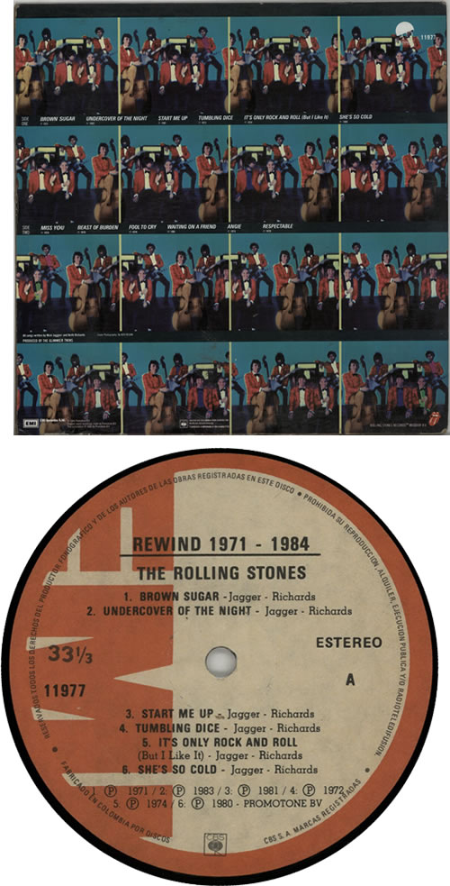 The Rolling Stones Rewind 1971 - 1984 vinyl LP album (LP record) Colombian ROLLPRE634389