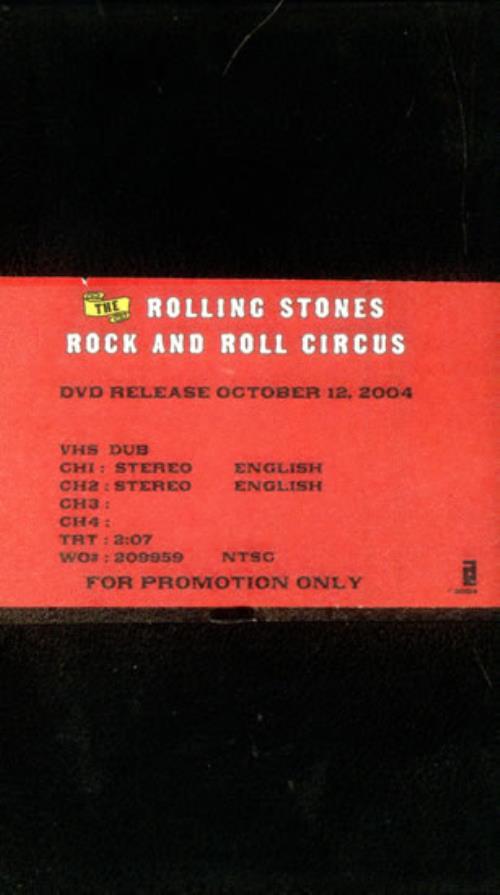 The Rolling Stones Rock & Roll Circus video (VHS or PAL or NTSC) US ROLVIRO110550
