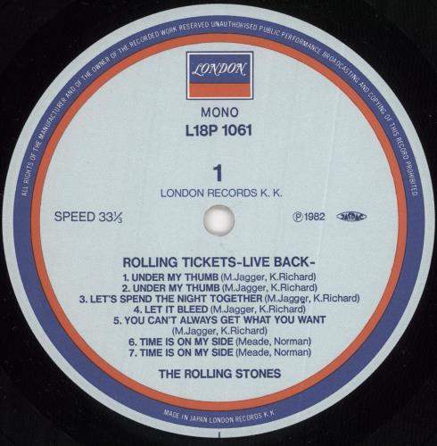The Rolling Stones Rolling Tickets - Live Back vinyl LP album (LP record) Japanese ROLLPRO727433