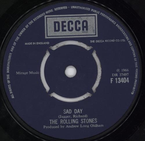 The Rolling Stones Sad Day 7" vinyl single (7 inch record / 45) Danish ROL07SA345489