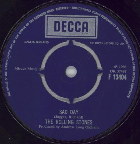 The Rolling Stones Sad Day 7" vinyl single (7 inch record / 45) Swedish ROL07SA795395