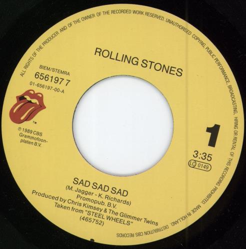The Rolling Stones Sad Sad Sad 7" vinyl single (7 inch record / 45) Dutch ROL07SA56860