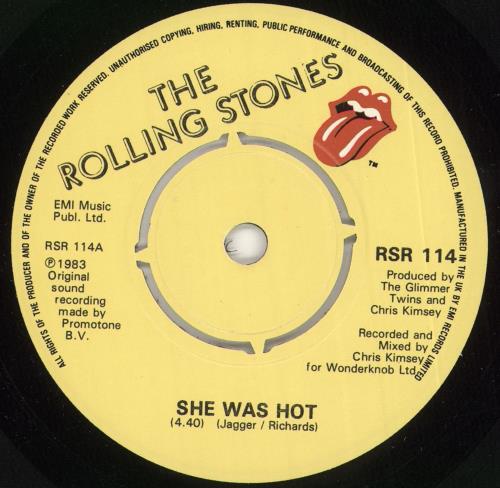 The Rolling Stones She Was Hot - 4prong + Sleeve 7" vinyl single (7 inch record / 45) UK ROL07SH724355
