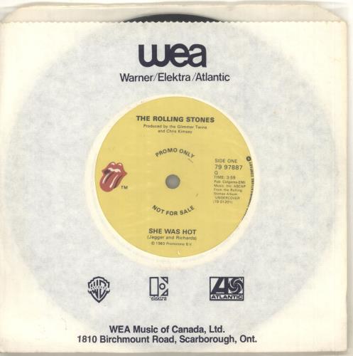 The Rolling Stones She Was Hot 7" vinyl single (7 inch record / 45) Canadian ROL07SH97107
