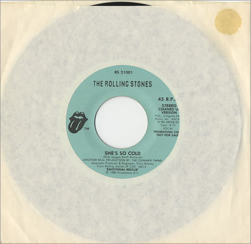 The Rolling Stones She's So Cold 7" vinyl single (7 inch record / 45) US ROL07SH488623