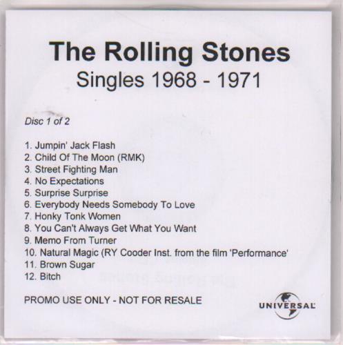 The Rolling Stones Singles 1968-1971 [Volume Three] CD-R acetate UK ROLCRSI319375