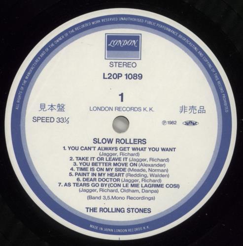 The Rolling Stones Slow Rollers vinyl LP album (LP record) Japanese ROLLPSL200478