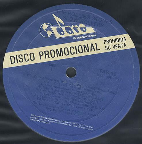 The Rolling Stones Slow Rollers vinyl LP album (LP record) Colombian ROLLPSL280347