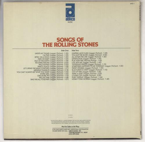 The Rolling Stones Songs Of The Rolling Stones - 2nd vinyl LP album (LP record) US ROLLPSO128645