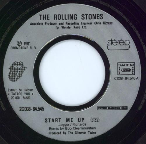 The Rolling Stones Start Me Up - 2nd 7" vinyl single (7 inch record / 45) French ROL07ST734146