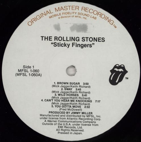 The Rolling Stones Sticky Fingers - VG/EX vinyl LP album (LP record) US ROLLPST764199