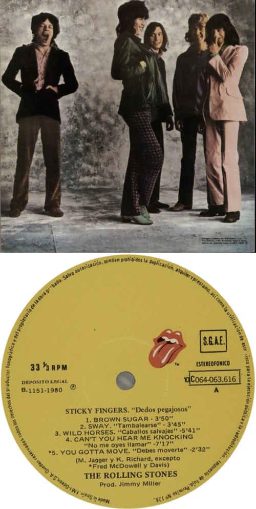 The Rolling Stones Sticky Fingers vinyl LP album (LP record) Spanish ROLLPST103422