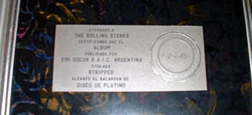 The Rolling Stones Stripped award disc Argentinean ROLAWST309229