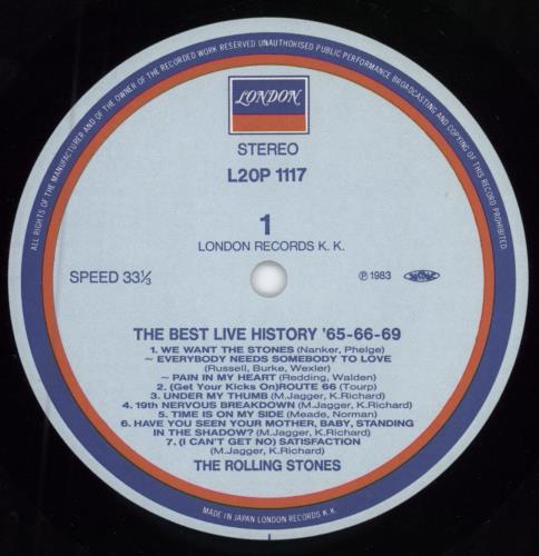 The Rolling Stones The Best Live History '65-66-69 vinyl LP album (LP record) Japanese ROLLPTH89137