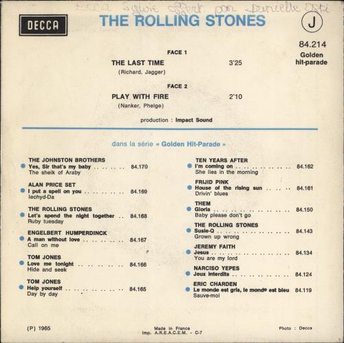The Rolling Stones The Last Time 7" vinyl single (7 inch record / 45) French ROL07TH776695