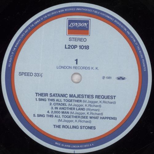 The Rolling Stones Their Satanic Majesties Request vinyl LP album (LP record) Japanese ROLLPTH74605
