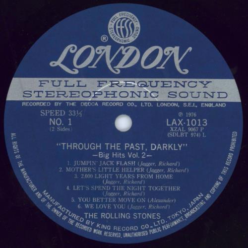 The Rolling Stones Through The Past Darkly + Obi vinyl LP album (LP record) Japanese ROLLPTH123615