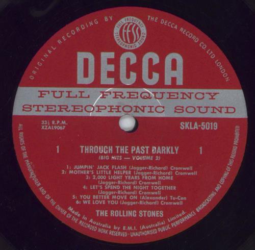 The Rolling Stones Through The Past, Darkly (Big Hits Vol. 2) vinyl LP album (LP record) Australian ROLLPTH822228