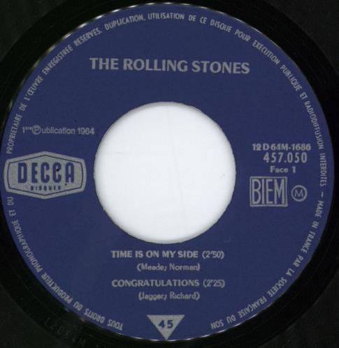 The Rolling Stones Time Is On My Side - 1-65 7" vinyl single (7 inch record / 45) French ROL07TI55423
