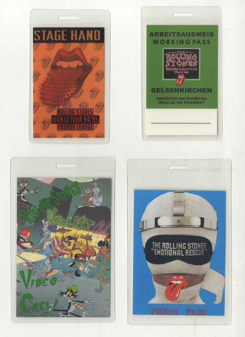 The Rolling Stones Tour Pass Set Of 4 tour pass UK ROLTPTO469494