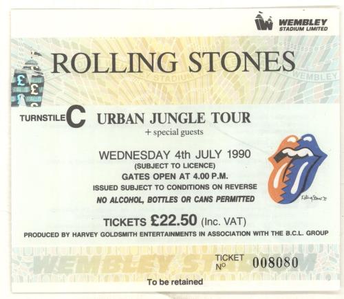 The Rolling Stones Urban Jungle: Europe 1990 + 'Bud' insert & Ticket Stub tour programme UK ROLTRUR403202