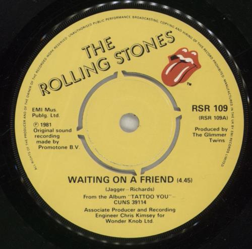 The Rolling Stones Waiting On A Friend 7" vinyl single (7 inch record / 45) UK ROL07WA29691