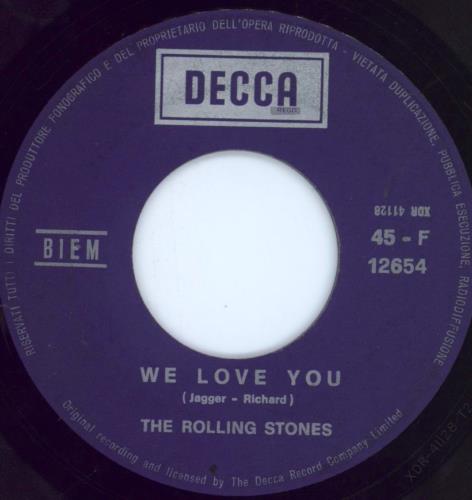 The Rolling Stones We Love You / Dandelion 7" vinyl single (7 inch record / 45) Italian ROL07WE326618