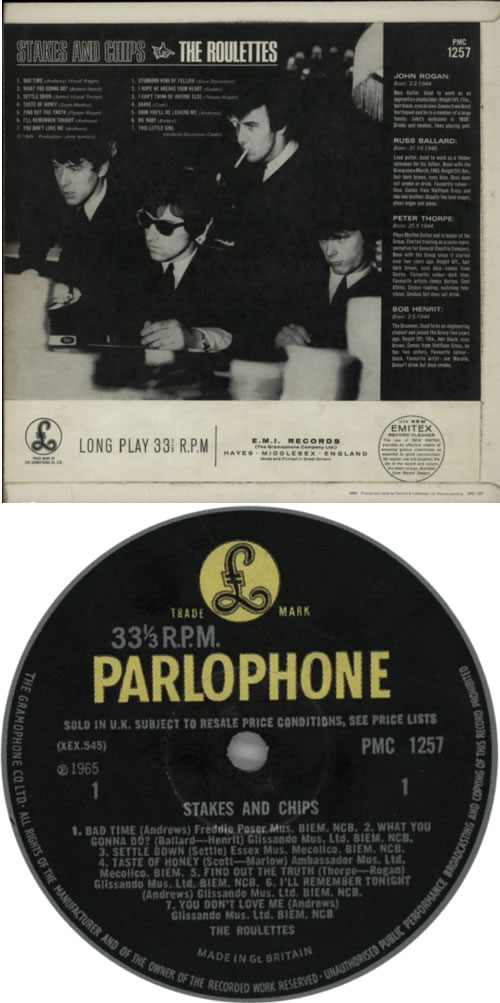 The Roulettes Stakes And Chips - 1st vinyl LP album (LP record) UK R0ULPST607320