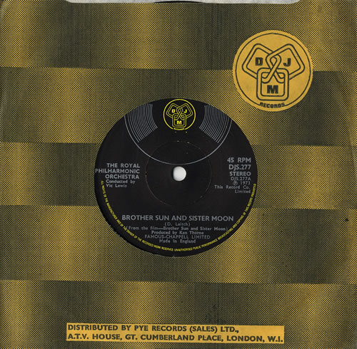 The Royal Philharmonic Orchestra Brother Sun And Sister Moon 7" vinyl single (7 inch record / 45) UK RPO07BR480536
