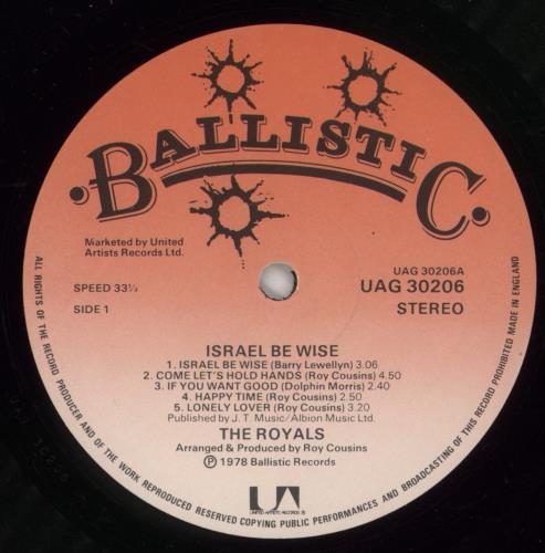 The Royals Israel Be Wise vinyl LP album (LP record) UK XLSLPIS704813