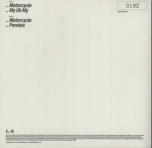 The Rumble Strips Motorcycle - Autographed Sleeve memorabilia UK RE4MMMO626416