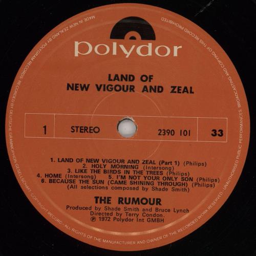 The Rumour (New Zealand) Land Of New Vigour And Zeal vinyl LP album (LP record) UK 2J-LPLA758186