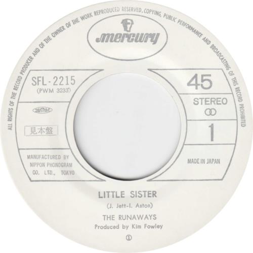 The Runaways Little Sister 7" vinyl single (7 inch record / 45) Japanese RWS07LI740437