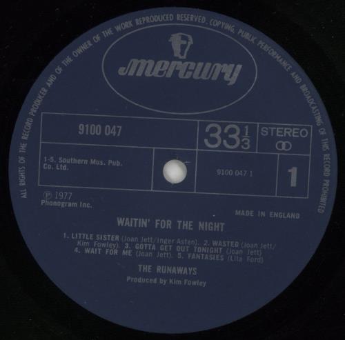 The Runaways Waitin' For The Night vinyl LP album (LP record) UK RWSLPWA70424