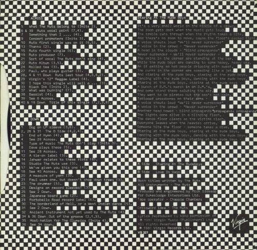 The Ruts Staring At The Rude Boys 7" vinyl single (7 inch record / 45) UK RTS07ST76365