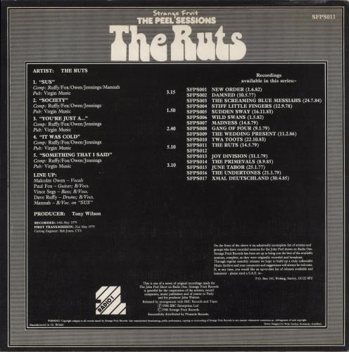 The Ruts The Peel Sessions - VG 12" vinyl single (12 inch record / Maxi-single) UK RTS12TH782151