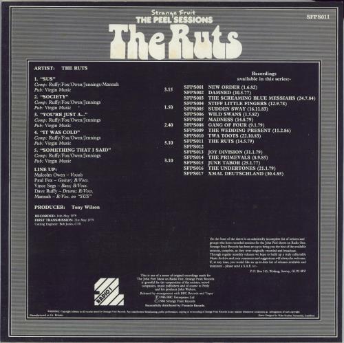 The Ruts The Peel Sessions 12" vinyl single (12 inch record / Maxi-single) UK RTS12TH102345