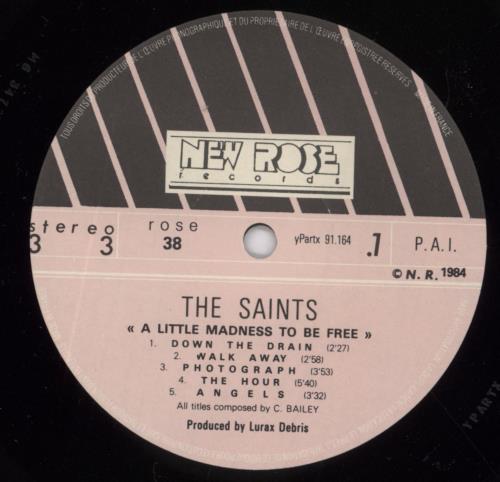 The Saints A Little Madness To Be Free vinyl LP album (LP record) French IASLPAL829034