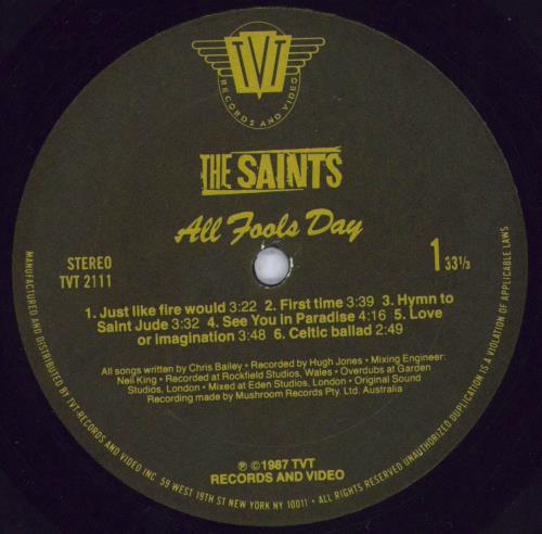 The Saints All Fools Day vinyl LP album (LP record) US IASLPAL832662