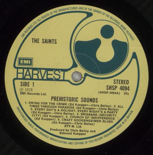 The Saints Prehistoric Sounds vinyl LP album (LP record) UK IASLPPR607396