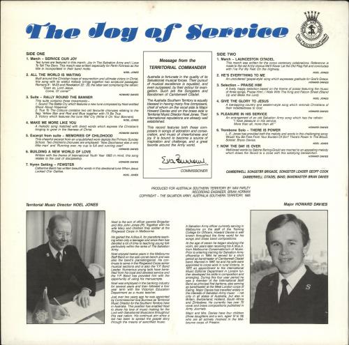 The Salvation Army The Joy Of Service vinyl LP album (LP record) Australian XYTLPTH722723