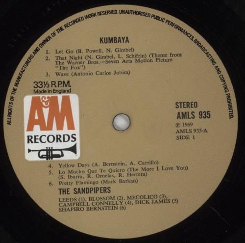 The Sandpipers Kumbaya vinyl LP album (LP record) UK SDPLPKU852849